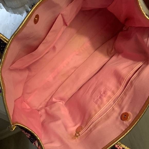 Lilly Pulitzer Seashell Print Tote navy pink resort bag beach vacation travel - Picture 10 of 16